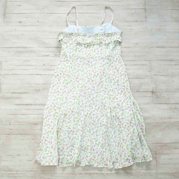 NWT J. Crew Ruffle Stretch Silk Dress in Wisp Floral color Pale Cloud si… - Picture 6 of 8